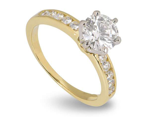 oro blanco 11pcs 0,1 quilates Diamond Ring, anillo de oro sólido de 3.21g 14k RD3.0MM para mujer