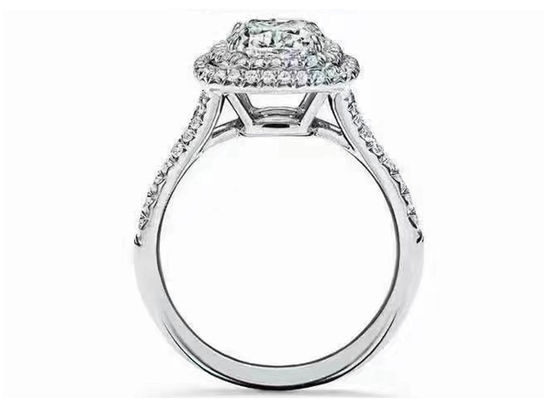 Boda Ring Set del halo del corte del amortiguador del OEM con el diamante de 66pcs 1.2ct