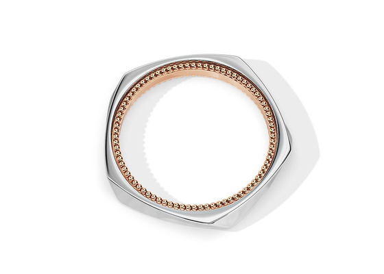 Dos rotativos Tone Gold Wedding Rings, ODM geométrico del OEM de los anillos de compromiso de 2.5M M