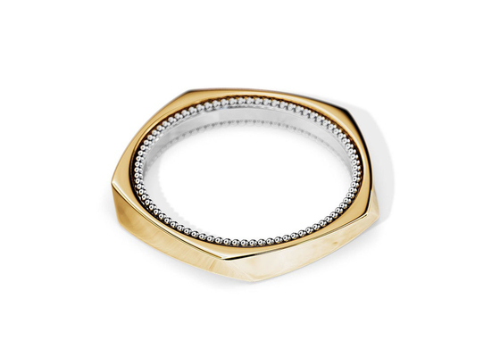Dos rotativos Tone Gold Wedding Rings, ODM geométrico del OEM de los anillos de compromiso de 2.5M M