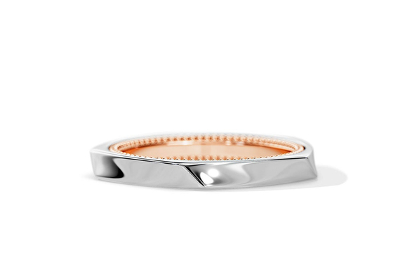 Dos rotativos Tone Gold Wedding Rings, ODM geométrico del OEM de los anillos de compromiso de 2.5M M