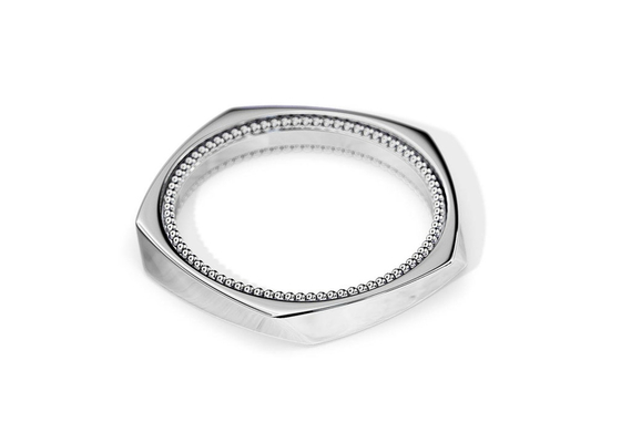 Dos rotativos Tone Gold Wedding Rings, ODM geométrico del OEM de los anillos de compromiso de 2.5M M
