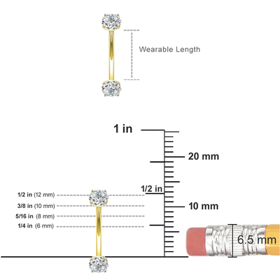 dimensión del anillo 10m m 8m m de 16g Diamond Gold Body Piercing Jewelry para el ombligo