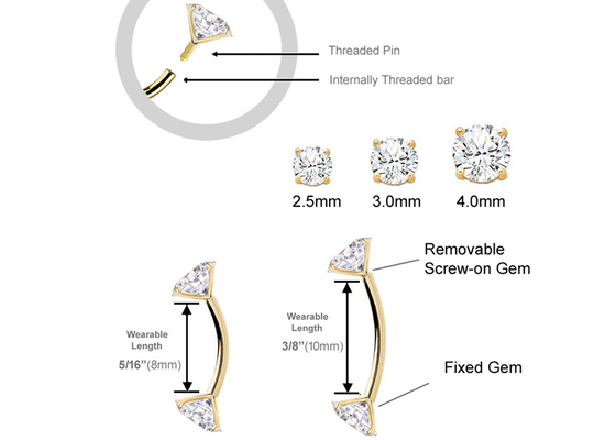 dimensión del anillo 10m m 8m m de 16g Diamond Gold Body Piercing Jewelry para el ombligo
