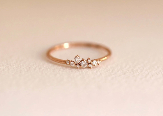 ODM real sólido de 14K Diamond Jewellery Ring Brilliant Cut para el aniversario