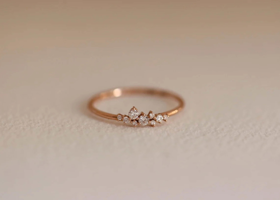 ODM real sólido de 14K Diamond Jewellery Ring Brilliant Cut para el aniversario