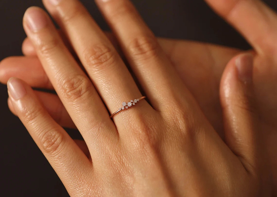 ODM real sólido de 14K Diamond Jewellery Ring Brilliant Cut para el aniversario