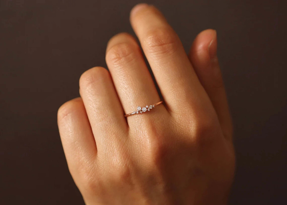 ODM real sólido de 14K Diamond Jewellery Ring Brilliant Cut para el aniversario