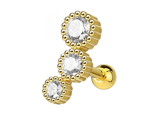 Pendientes de perforación de la joyería del cuerpo estéril del oro para el ODM del diámetro 3×3m m del Tragus del cartílago