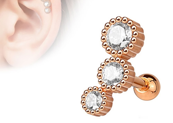 Pendientes de perforación de la joyería del cuerpo estéril del oro para el ODM del diámetro 3×3m m del Tragus del cartílago