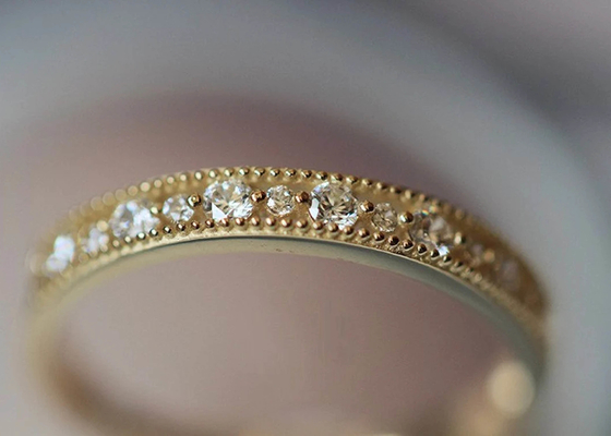 Tamaño real de Diamond Jewellery Ring Round Cut 2.5m m 1.3m m del estilo afiligranado