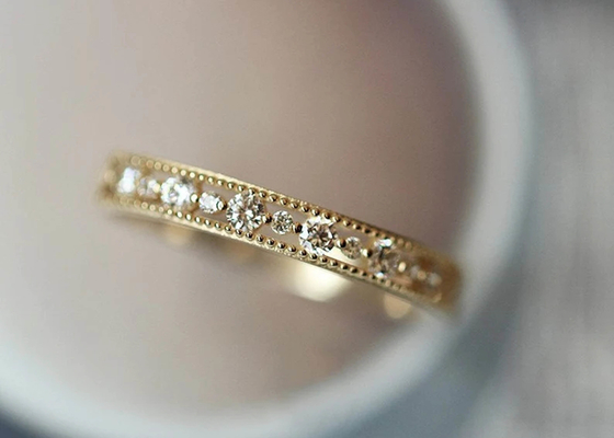 Tamaño real de Diamond Jewellery Ring Round Cut 2.5m m 1.3m m del estilo afiligranado