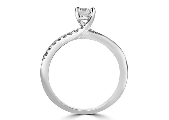 Diente que fija el corte redondo Diamond Ring, 0.46ct 5m m Diamond Solid Gold Ring