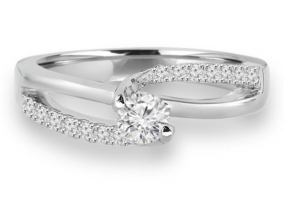 Diente que fija el corte redondo Diamond Ring, 0.46ct 5m m Diamond Solid Gold Ring