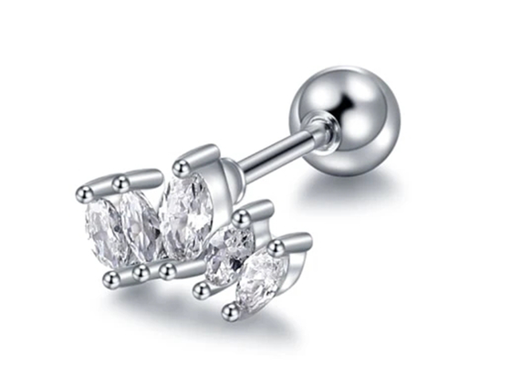 longitud de perforación de los pendientes 6m m de la joyería del cuerpo del oro de la forma de la corona 16g con el diamante de Mq