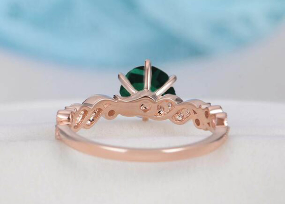 La vid floral de Emerald Real Diamond Jewellery Ring del vintage cortó el tamaño de 6.5m m