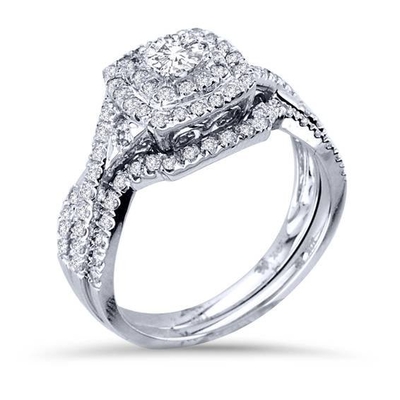 ODM blanco del color oro de 43PCS 0.43ct Diamond Engagement Wedding Rings 18K