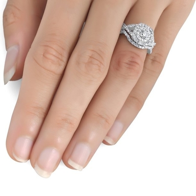 ODM blanco del color oro de 43PCS 0.43ct Diamond Engagement Wedding Rings 18K