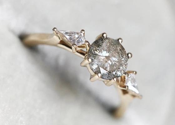 0.8ct Diamond Engagement Rings crecido laboratorio, OEM del ODM del anillo de bodas del oro 9k