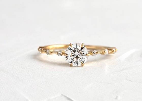 1.0ct Moissanite Diamond Rings, ODM cortado redondo de los anillos de compromiso 6.5M M