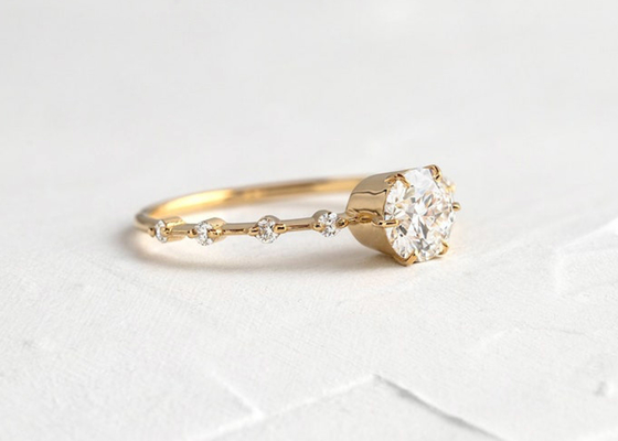 1.0ct Moissanite Diamond Rings, ODM cortado redondo de los anillos de compromiso 6.5M M