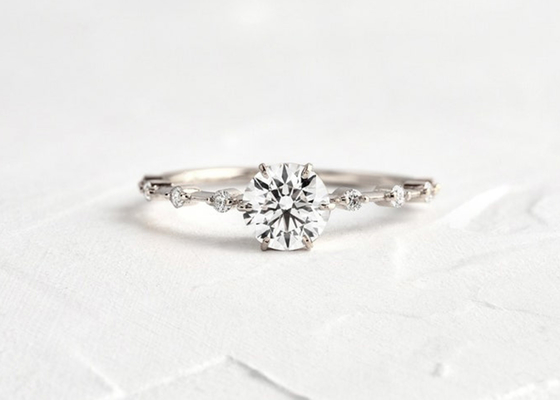 1.0ct Moissanite Diamond Rings, ODM cortado redondo de los anillos de compromiso 6.5M M