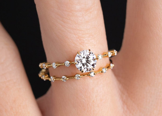1.0ct Moissanite Diamond Rings, ODM cortado redondo de los anillos de compromiso 6.5M M