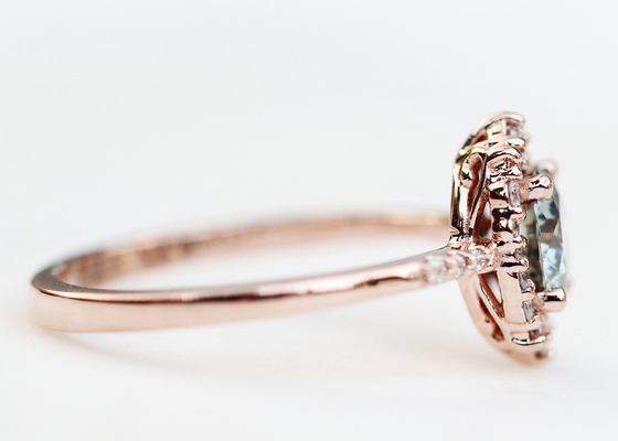 anillos de compromiso de 1.2ct 1pcs Moissanite para las mujeres 14K Rose Gold Material