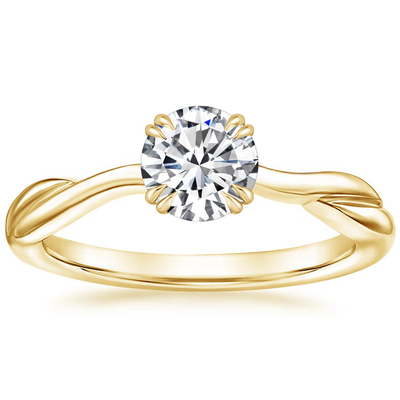 OEM crecido laboratorio del ODM del material del oro amarillo del anillo 14K de 0.8ct Moissanite