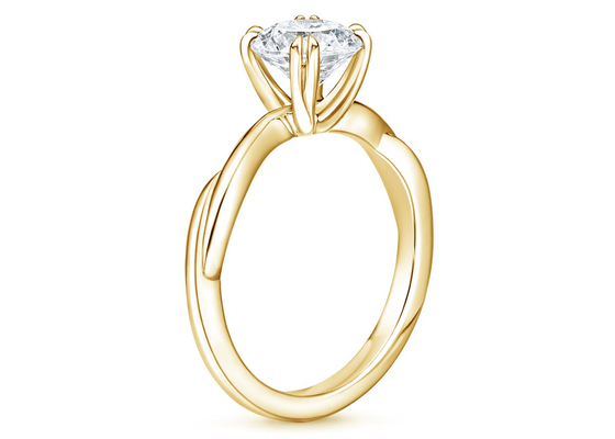 OEM crecido laboratorio del ODM del material del oro amarillo del anillo 14K de 0.8ct Moissanite