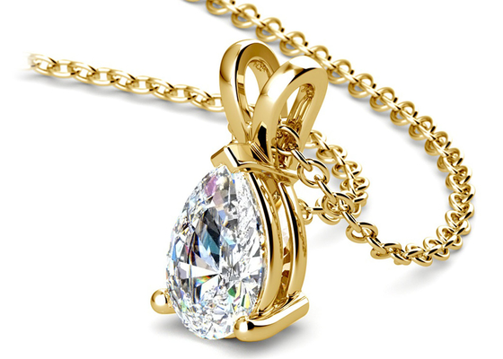 Collares del oro del corte 0.84ct 14k de la pera con el colgante del vintage de 8×5m m