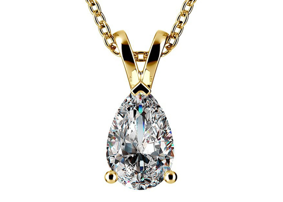 Collares del oro del corte 0.84ct 14k de la pera con el colgante del vintage de 8×5m m