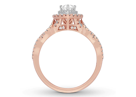 corte de la pera de Ring Set 7.0m m de 7ct 8ct 18K Rose Gold Ring, del compromiso y de la boda