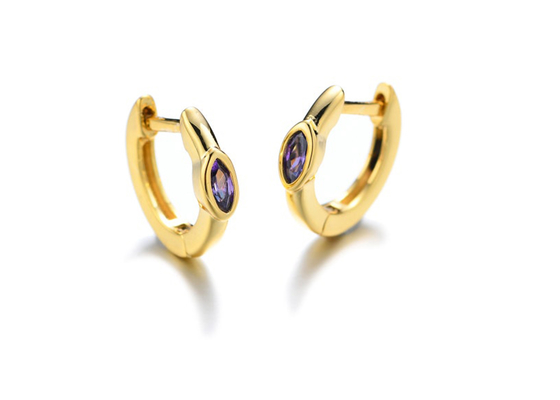 Dimensión de Marquise Cut Inner 8.5m m Oouter 11.5m m de los pendientes del oro del aro 9K de Huggie