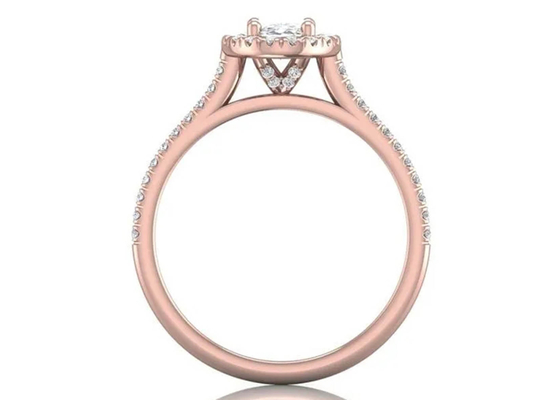 18K formado oval Rose Gold Ring, 0.50Ct Diamond Engagement Ring 6.37x4.46x2.79m m