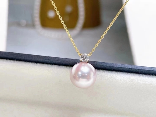 solo collar de agua dulce de la perla 2ct, 0.03ct Diamond Accent Necklace