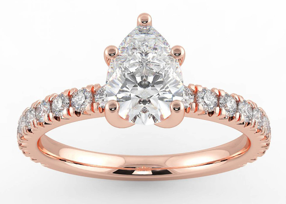 ODM del certificado de Wedding18K Rose Gold Ring Pear Cut 0.80ct DGC