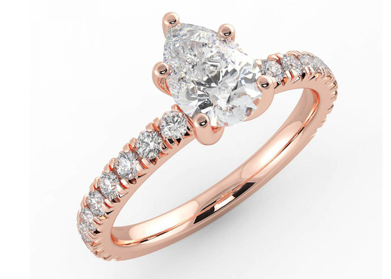 ODM del certificado de Wedding18K Rose Gold Ring Pear Cut 0.80ct DGC