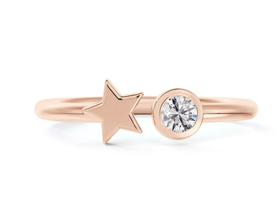anillo redondo de 3.5m m Moissanite, ODM del anillo de bodas del oro de 0,16 quilates 9k
