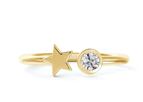 anillo redondo de 3.5m m Moissanite, ODM del anillo de bodas del oro de 0,16 quilates 9k