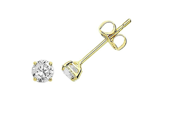 pendientes del solitario del oro de 9ct 9K, solitario Diamond Stud 3m m 4m m 5m m
