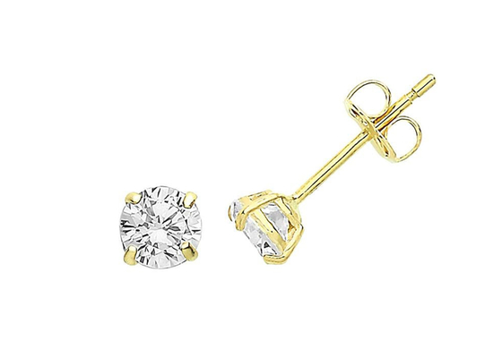pendientes del solitario del oro de 9ct 9K, solitario Diamond Stud 3m m 4m m 5m m