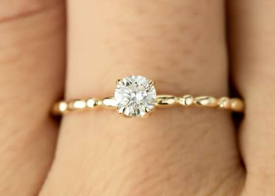 Oro Ring With Solitaire Diamond, ODM de 6M M de 0.8ct Moissanite Diamond Rings