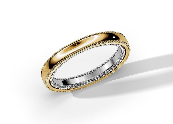 ODM 2 Tone Gold Engagement Rings, OEM del anillo de la alianza de boda del oro de 4M M 5M M 6M M