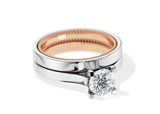 Dos anillo de oro de Tone Color 9K 7.5M M con el diamante de 1.5ct Moissanite