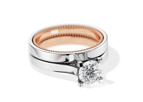 Dos anillo de oro de Tone Color 9K 7.5M M con el diamante de 1.5ct Moissanite