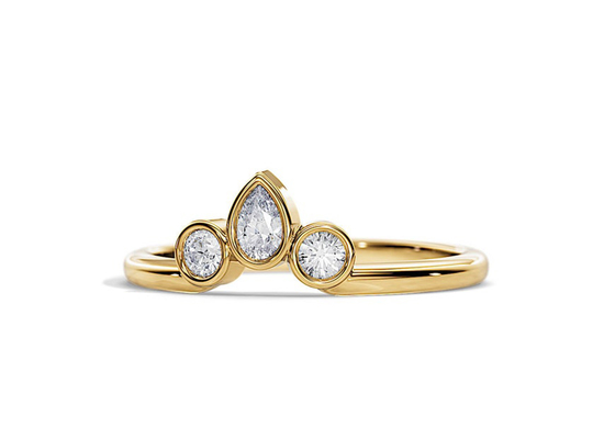 0.4CT alianza de boda de forma de V con el anillo de compromiso, OEM apilable de 2M M Diamond Rings