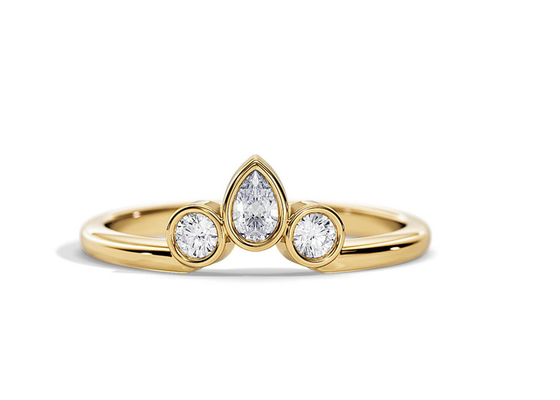 0.4CT alianza de boda de forma de V con el anillo de compromiso, OEM apilable de 2M M Diamond Rings
