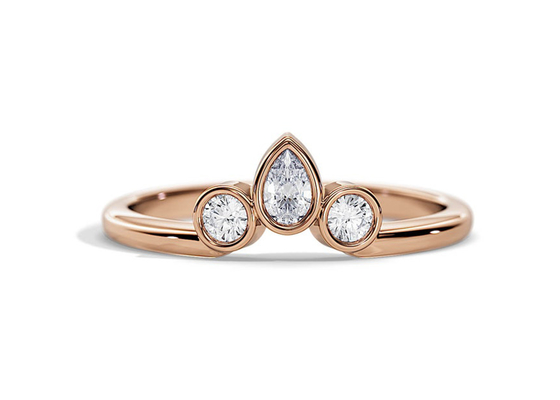 0.4CT alianza de boda de forma de V con el anillo de compromiso, OEM apilable de 2M M Diamond Rings