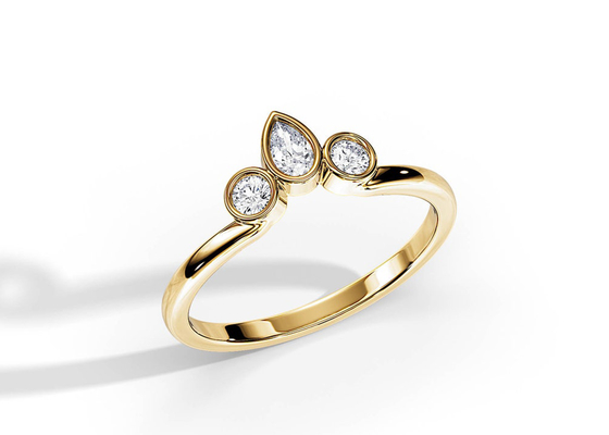 0.4CT alianza de boda de forma de V con el anillo de compromiso, OEM apilable de 2M M Diamond Rings